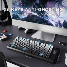 ATTACK SHARK ZIYOU LANG M75 Wireless Gaming Keyboard, With Smart Display And Knob, Bluetooth/2.4GHz Dual Mode, PBT Gradient Keycaps, Rainbow Backlight, 82-Key TKL Membrane Keyboard, Mechanical Feel, For Gaming/Office - Black - Multicolor - View 7