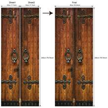 35.4" X 78.7" Vintage Wooden Door Sticker, Decorative Door Sticker, Removable Home Decor Wall Sticker, Waterproof Mural For Bedroom And Living Room Door, Peel And Stick Wallpaper, Wall Art - 彩色 - 查看 4