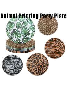 أطباق لحفلة بموضوع الحيوانات البرية، أطباق ورقية مطبوعة بنمط فرو النمر والفهد والزرافة بقطر 7/9 بوصة مناسبة لأعياد الميلاد والتجمعات الجماعية والتخييم والولائم، ديكورات خلفية لحفلات العودة للمدرسة والحفلات الزفاف والأحداث ذات موضوع الحيوانات البرية/الحديقة الحيوانية