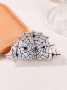 1 Pezzo Fermaglio per capelli stile Y2K a ragnatela di Ognissanti - Con stampa di ragno, di grandi dimensioni - Antiscivolo, accessorio per capelli di moda per Ognissanti, ottima scelta come regalo per le vacanze, fermagli eleganti, accessori per la scuola e il college, autunno e inverno, per outfit da vacanza per donna