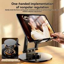 Adjustable Rotatable Tablet Stand & Phone Holder - Foldable, Desktop Compatible With All Smartphones & Tablets, Sturdy Carbon Steel, Black, Desk Mounts For Table