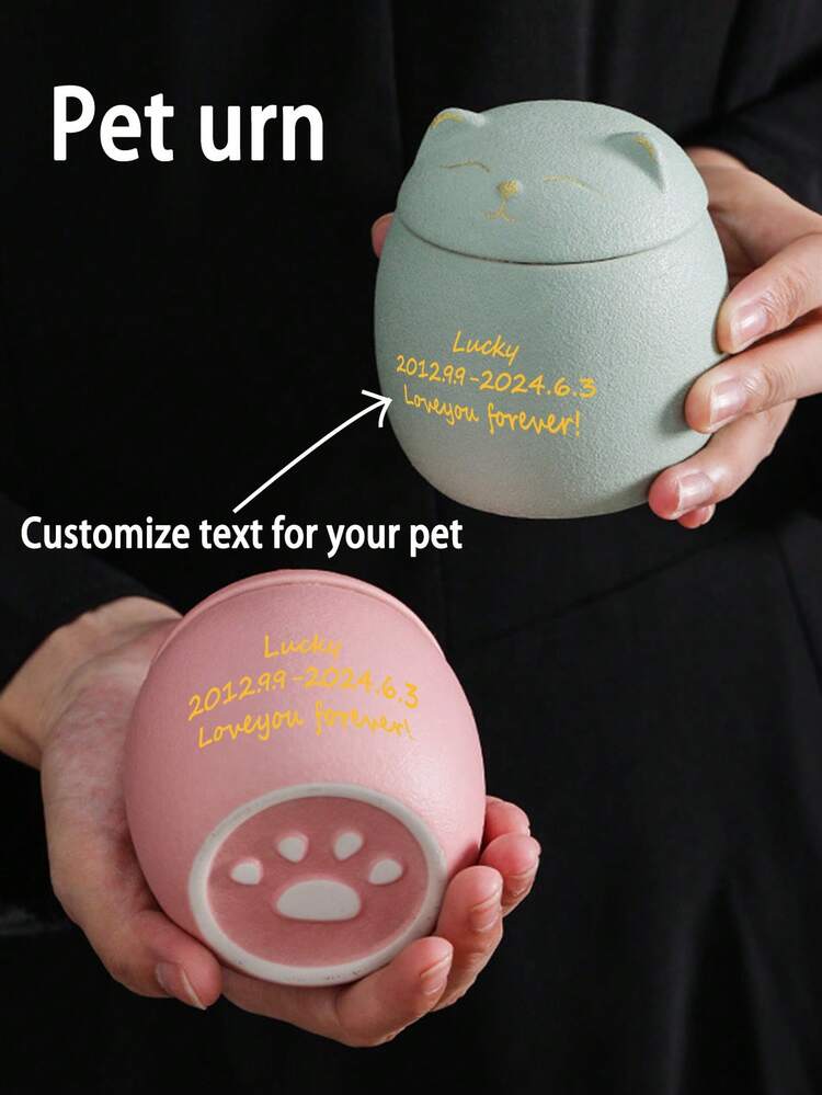 Pet Urns, Cat And Dog Cans, Customizable Text And Pictures, Sealed Cans, Urns, Moisture-Proof Commemorative Boxes, Cremation Cans For The Deceased, Pet Cans, Manechnico Figurines, Multi-Functional Storage Cans, Tea Storage Cans, Porcelain Sealed Cans,A Storage Bag Is Included As A Gift - Multicolor - View 3