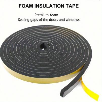 1 件多用途黑色密封胶带，轻质隔音防风隔热胶带，泡沫胶带，强力粘合剂，适用于窗户、滑动门、前门框等。