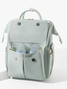 Bolso multifuncional para mamá, bolso de pañales para maternidad con estilo de mochila y portátil, de gran capacidad, para uso en exteriores - Beis - Ver 4