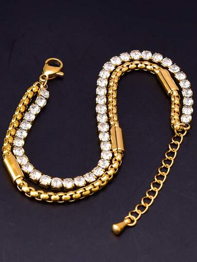 1 Peça Pulseira Feminina de Design Geométrico em Aço Inoxidável, Moda Vintage Minimalista Casual, Adequada para Presente de Ação de Graças, Natal, Uso Diário, Transporte, Festa, Férias, Opção Econômica (Embalagem em Saco OPP Apenas para Fotografia)