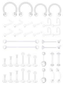 Casual Clear Piercing Retainers Bioflex Nose Rings Belly Rings Septum Eyebrow Lip Cartilage Tragus Earring Retainer Industrial Bar Plastic Piercing Jewelry For Work, Clear Nose Studs Clear Nose Rings For Work Clear Nose Piercing Plastics Nose Retainer Nose Ring Spacers Nose Rings Retainer Septum Retainer Clear Lip Rings Plastic Earrings Studs - Clear - View 16