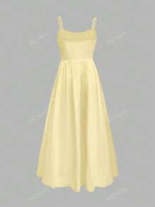 ANCHOSE Damen elegantes hellgelbes Trägerkleid, Frühling/Sommer