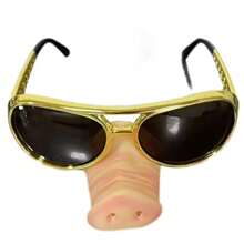 Occhiali con montatura dorata a forma di naso di maiale - Occhiali da novità divertenti per feste e festival, travestimento per feste di Ognissanti, stile casual in plastica, 15,01 cm x 5,51 cm, accessori divertenti per adulti, occhiali divertenti, accessori da festa, design scherzoso, plastica durevole