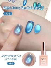 LYTTOA 15毫升蓝色磁性猫咪凝胶指甲油可卸半永久闪光玻璃珠猫眼凝胶女孩礼物美甲沙龙1支/3支装