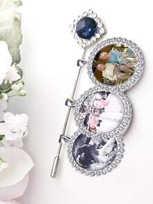 1件定制婚礼“蓝色之物”照片纪念吊坠，可系于新娘捧花上，作为婚礼或新娘送礼会的礼物，纪念挚爱之人，胸花，个性化婚礼新娘捧花吊坠 - 照片吊坠，定制新娘纪念吊坠，送给新娘的“蓝色之物”礼物，个性化捧花吊坠，女士发饰 - 彩色 - 查看 7