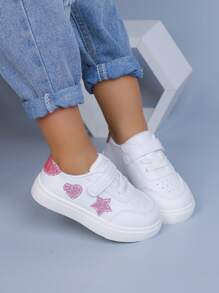 1 双幼儿女童休闲运动鞋，婴儿透气运动鞋春季新款白色运动鞋 - 白色 - 查看 2