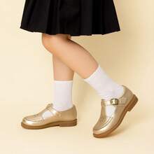 Girls Mary Jane Ballet Flats – School Uniform Dress Shoes For Toddler & Little Girls(Back To School Shoes) - 金色 - 查看 2