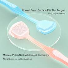 Fawnmum Super Deer Double-Side Tongue Cleaner Brush Soft Silicone Tongue Coating Scraper For Fresh Breath Oral Hygiene Care Tool Pink 1pc