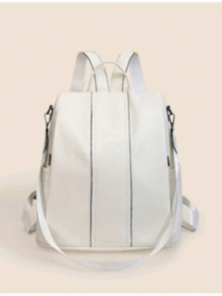 Women's Leather Backpack Casual Stylish Anti-Theft - 白色 - 查看 1