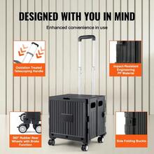 Foldable Utility Cart Holds Up To 110 Pounds, Compact Rolling Storage Cart With Retractable Handle And 4 Swivel Wheels, Perfect For Traveling, Shopping, Relocation And Office Tasks, Black