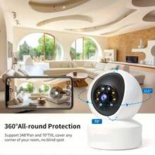 1pc/2pcs Smart Camera, Indoor/Outdoor Camera, 2.4GHz Home Security Camera System, Fixed Lens & Dome Camera Combination, 360 Degree Wide View, Motion AI Tracking, Two-Way Audio, Mobile Alarm Monitoring