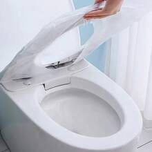 50 Disposable Toilet Seat Protectors Plastic Private Sheet Bowl Liner Public Bathroom Kit - 無色 - 查看 6