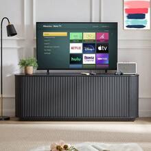 Sideboard Storage Cabinet TV Stand With Wave Pattern Buffet Cabinet Wooden Vertical Striped Cabinet For Kitchen/Bedroom/Entryway. Black, 64''W X 15''D X 24''H. - 1 - 查看 1