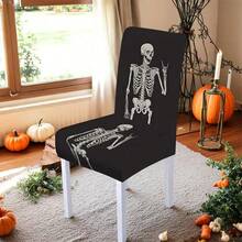 1/4/5/6/7/36pcs Halloween Theme, Skeleton ManPrinted Chair Covers / Chair Cover Set, Suitable For Indoor Home Restaurant, Hotel Modern Daily Decoration,Party Decoration,Wedding Decoration,Dining Room Decoration,Kitchen Decoration,Tablecloth Suitable For Square Tables, Elastic Chair Covers Can Be Washed - ZYT-174 - View 8