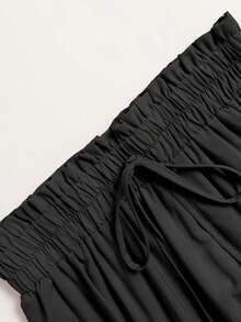 Flowy Tiered Ruffle Hem Skirt For Women Vacation - Black - View 3