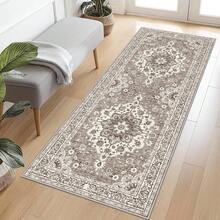 1/2 Set Washable Oriental Area Rug - Rugs For Living Room Soft Carpet For Bedroom Waterproof Floral Distressed Indoor Resistant Non-Shedding Floor Carpets-Beige - Beige - View 13