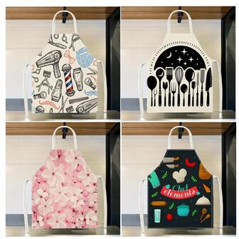 1 st verktygsförkläde med plommonmönster, kreativt och roligt snyggt tryckt städförkläde, vattentätt oljebehandlat köksförkläde, kreativt hemförkläde, arbetsuniform