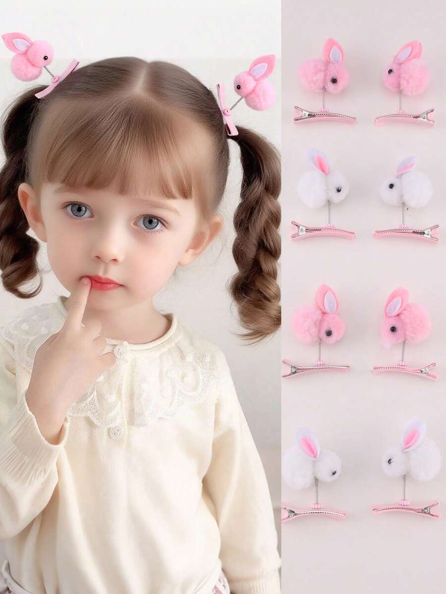 4pcs/Set Girls' Cute 3D Spring Rabbit Hair Clips, Bangs Clips, Daily ...