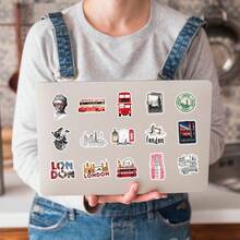 50张欧洲旅行贴纸，伦敦城市贴纸，卡通贴纸，复古旅行贴纸，国家贴纸，伦敦纪念品，防水乙烯基贴纸，适用于水瓶、电脑、笔记本电脑、手机、行李箱、笔记本、冰箱等。 - F - 查看 4