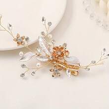 1 pieza Pinza de pelo de vidrio con diseño floral elegante, accesorio de pelo para novia y boda, para todas las temporadas - color - Ver 7