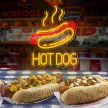Hot Dog Neon Sign, Adjustable Brightness LED Light, Wall Hanging, USB Powered, Switch Control, Ideal For Bedroom, Home, Restaurant, Fast Food, Hot Dog Shop Decor, Unique Gift.