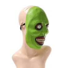 1 Stück Halloween Maske aus natürlichem Latex, wiederverwendbar, mit weißen Augen und lächelndem Ausdruck, skurrile Latex-Maske, unheimliche Maske, Party Rollenspiel Kostümzubehör, Feiertagsparty Verkleidung Requisiten