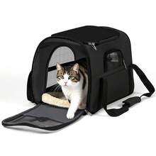 Secure Zipper Anti-Escape Pet Carrier Backpack | Spacious Ventilated Foldable Cat/Dog Travel Bag | Car & Airline Approved Collapsible Cage With Breathable Design - màu đen - Xem 10