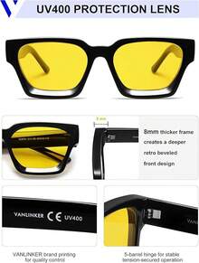Thick Square  Retro Chunky Rectangle  Protection - C3.2 - Black / Bright Yellow - View 9