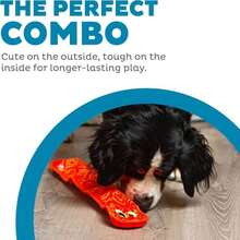 Outward Hound Durablez Stuffing-Free Squeaky Interactive Dog Toy, Tough Plush, Snake, Blue, XL - Con rắn hồng - Xem 2