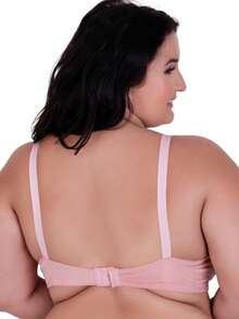 Plus Size Bra Without Reinforced Pads Satin Support - 淺粉色 - 查看 5