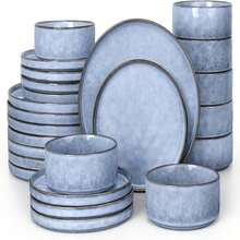 LIANYU Dinnerware Sets For 4, 12 Piece Plates And Bowls Dish Set, Stoneware Dishware Dinner Ware For Kitchen Dining, Microwave &Amp; Dishwasher Safe, Emerald Green - Màu xanh thanh thản - Xem 1