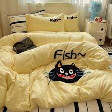 Dormitory Bedding - Playful Cat-milky Blue - View 5