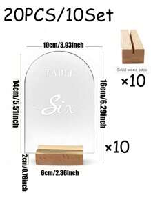 20PCS/Set Acrylic Card With Wooden Base, Wedding Party Guest List Seat Card, Blank Acrylic Board For Seat Logo, Suitable For Weddings, Banquets, Parties, Offices Valentine DAY, Valentines Wedding, Birthday