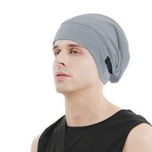 1 件男士可调节莫代尔双层无檐便帽，柔软休闲宽松帽，纯色头饰，适合春秋季、户外运动、所有季节