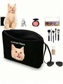 1个定制猫咪照片化妆包，可爱猫咪主题礼物，小型宠物爱好者旅行化妆包，拉链收纳袋，适合青少年、女儿、姐妹，趣味宠物用品生日圣诞节化妆品收纳包，迷你化妆包，旅行小型化妆盒，化妆刷收纳盒，化妆品容器，化妆包，旅行必备，女士配饰，旅行用品，学生化妆包，节日化妆包，冬季节日化妆包 - 彩色 - 查看 3