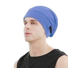 1 件男士可调节莫代尔双层无檐便帽，柔软休闲宽松帽，纯色头饰，适合春秋季、户外运动、所有季节