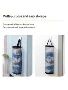 1pc Durable Plastic Bag Holder Rack, Stores Grocery Bags & Trash Bags, Space-Saving Mesh Design For Easy Access And Ventilation. This Multipurpose Wall-Mounted Mesh Storage Rack Is An Ideal Choice For Home And Kitchen Organization, Suitable For Household, Kitchen, Summer Beach Party, Food, Camping, Organizing, Room Decor, Kitchen Accessories, Etc. - Multicolor - View 4