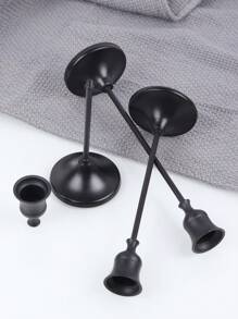 1Pc/1Set Exquisite And Elegant Metal Cone Candle Holder, European Style Black Candle Holder Set, Romantic European Style Candle Holder, Detachable Candle Holder, Pillar Candle Holder, Pillar Candle Holder, Anti-Scald Candle Holder, Romantic European Candlelight Dinner Wedding Decoration Candle Holder, Four Seasons Candle Holder
