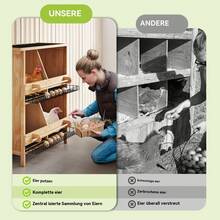 Gallinero de dos pisos de madera maciza – 4 nidos con perchas y suelo aislante – ponedero para gallinas – Nido de madera resistente a la intemperie – 70*38*92 cm – color natural