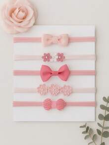 Welcome Kit Bows On Silk Stockings 5 Units Maternity Headbands Baby - Baby Pink - View 1