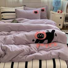 Dormitory Bedding - Playful Cat-milky Blue - View 11