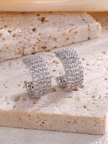 rakol 2 件复古优雅 H 形包裹方晶锆石环形耳环，适合派对、婚礼、正式场合，可作为礼物