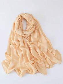 1pc Modal Viscose Solid Muslim Hijab, Fashion Breathable Plain Lightweight Headscarf, Double Needle Lockstitch Refined Edging Craftsmanship, Women Scarf For Lady, Suitable For All Seasons