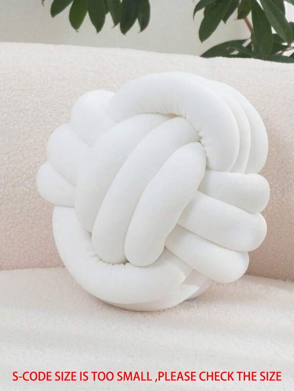 1pc Plain Handmade Macrame Knot Ball, Decorative Accent For Pillow, Sofa, Coffee Table, Bedroom Decor, Available In 3 Sizes,