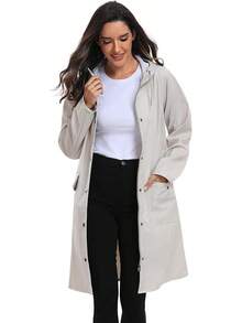 UNIQUEBELLA Rain Jackets For Women Waterproof, Raincoat Long Hooded Rain Coats Outdoor Windbreaker Trench Coat - Tc-米色-03 - 查看 6